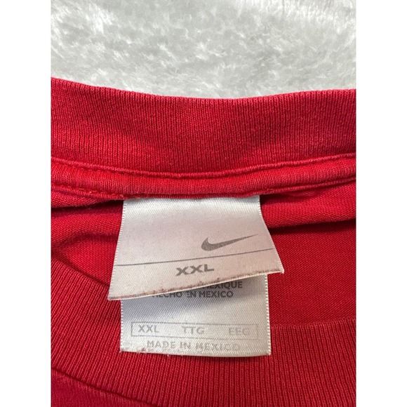 Vintage Nike Red Graphic T-Shirt XXL Center Swoosh Flaw - Picture 2 of 5